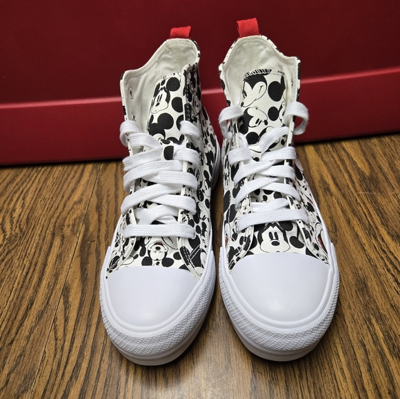 Disney Women's Mickey Mouse Sneakers - Black and White Mickey Design - Picture 2 of 8